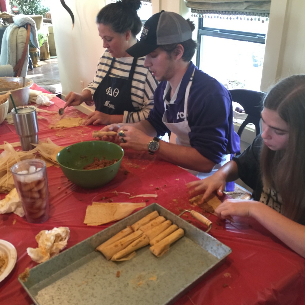 The family, young and old, assembled to partake in the tamale making. Not saying you are old Aunt Audrey!