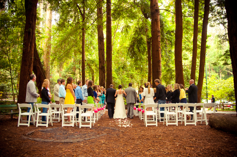 Father and Step Father of Bride walking down aisle at Stern Grove