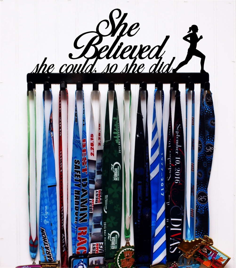 SHE BELIEVED SHE COULD SO SHE DID METAL MEDAL HANGER