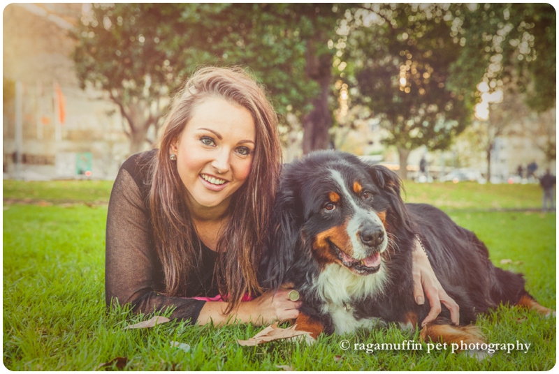 Brooke with her Bernese Mountain Dog in the Queen Victoria Gardens