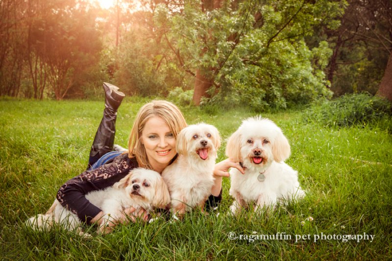 Photograph of woman with her dogs in Melbourne