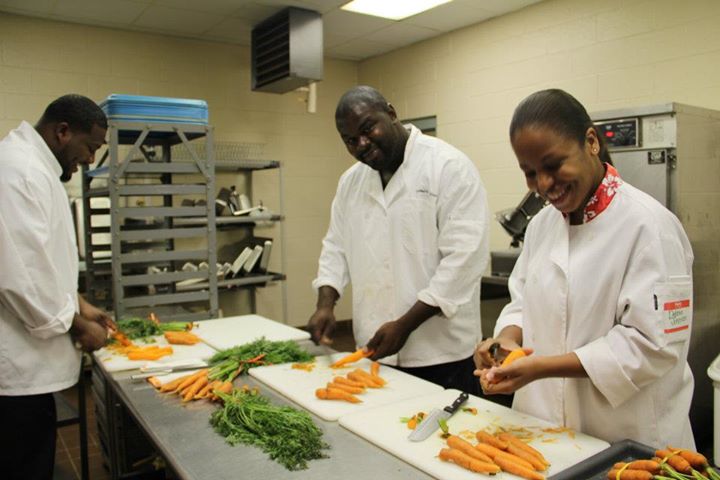 CJTP student prep carrots for the lunch-in