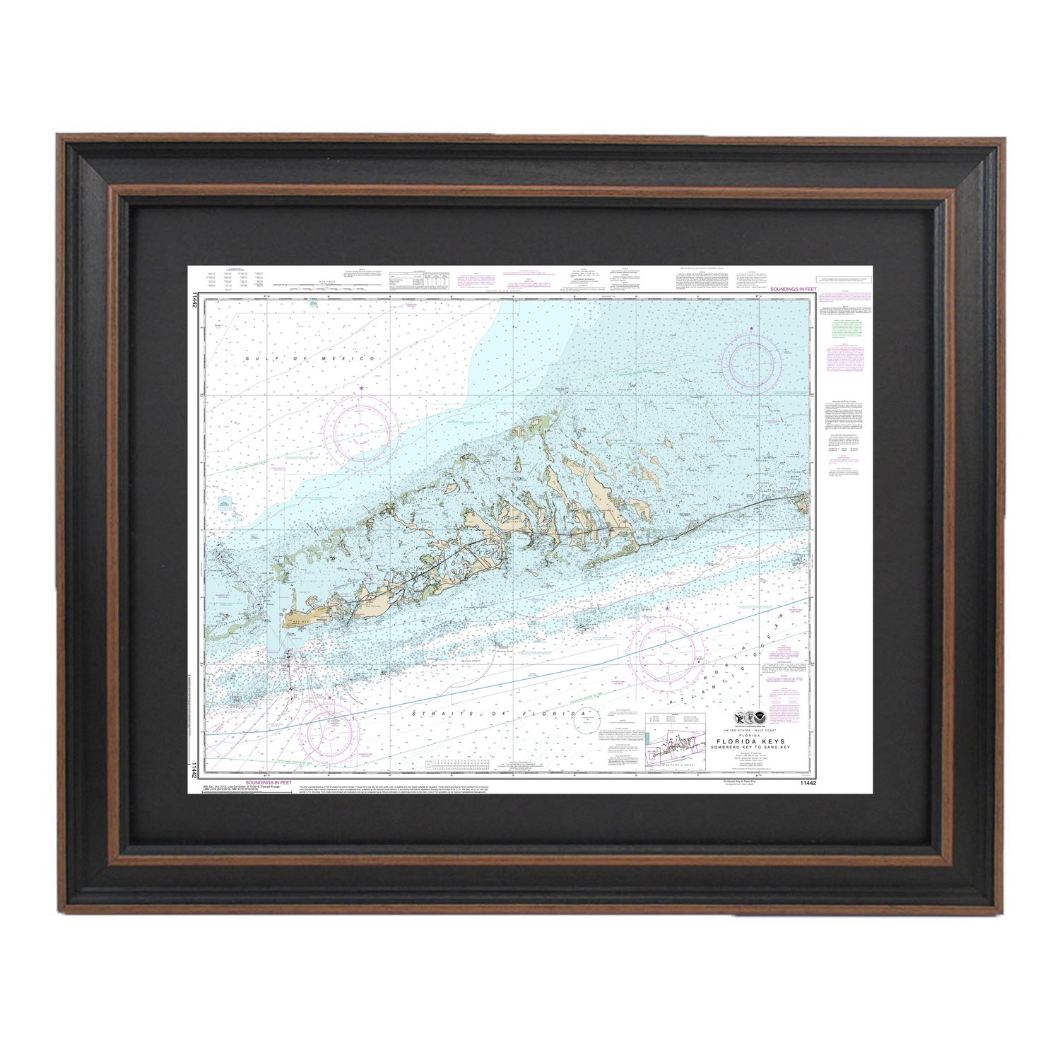 Framed Nautical Maps Framed Nautical Map 11442