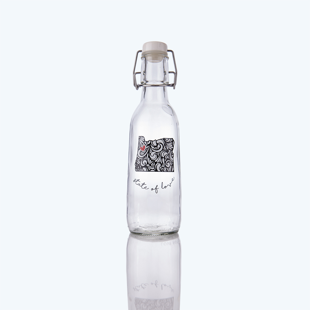 Made in USA - Love Oregon — Love Bottle - Beautiful Reusable Glass