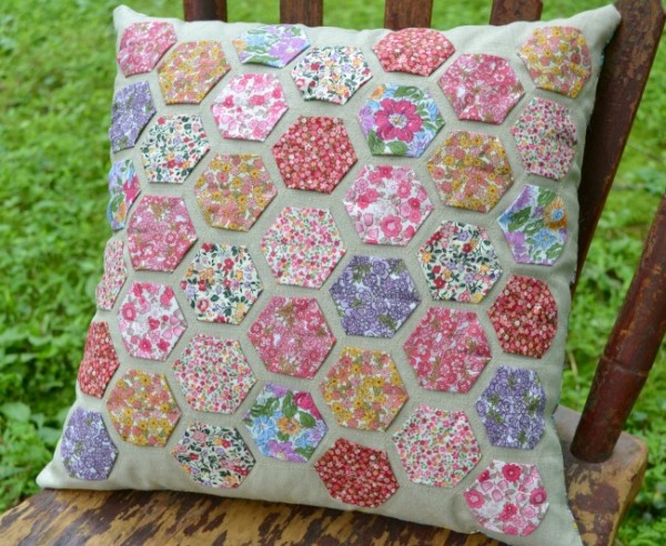Easy Appliqued Hexie Pillow