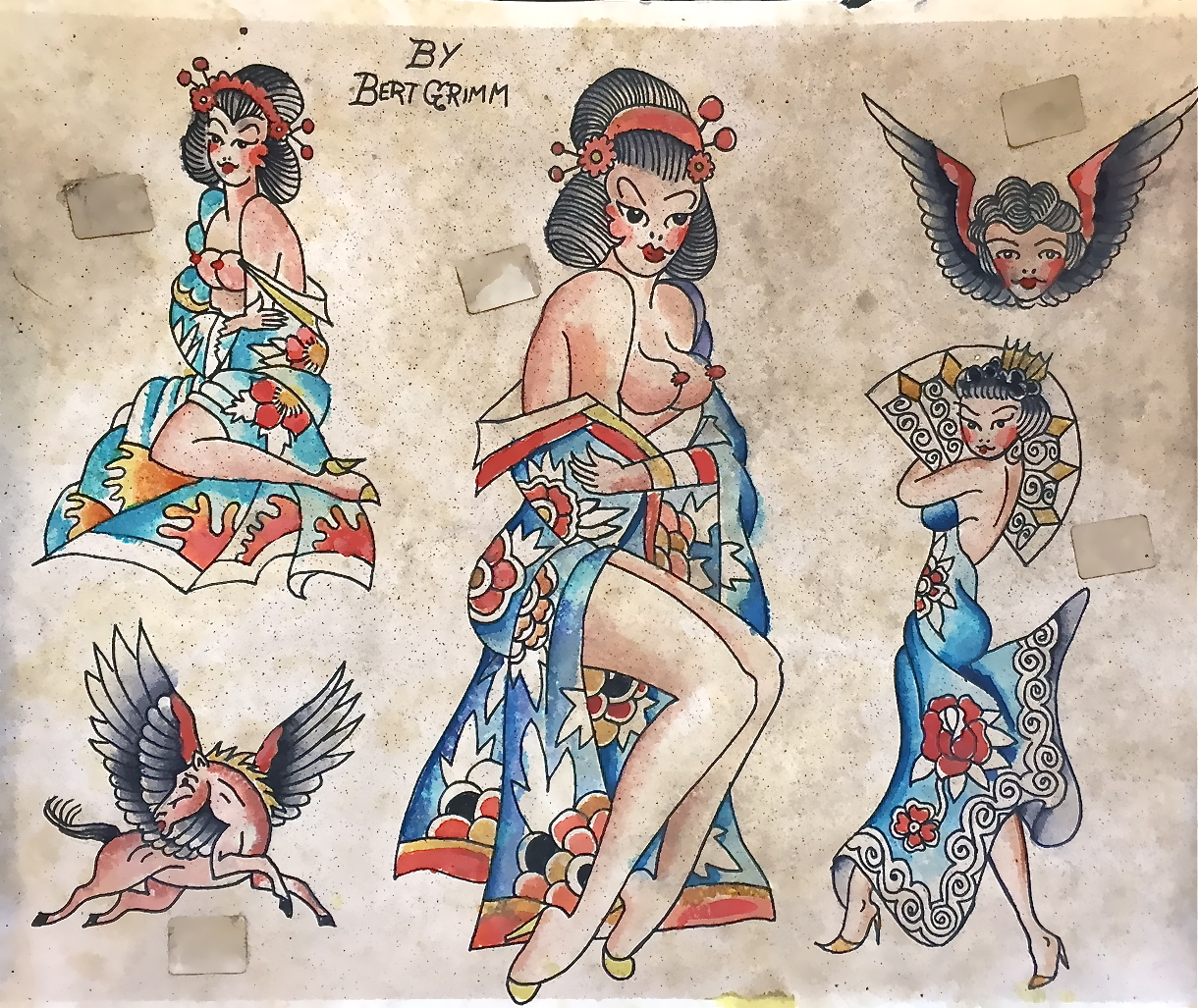  Pre WWII Japanese Geisha Girls.  Mr. Grimm had a huge influence on Sailor Jerry. 