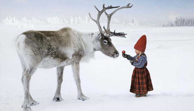 christmas girl with reindeer
