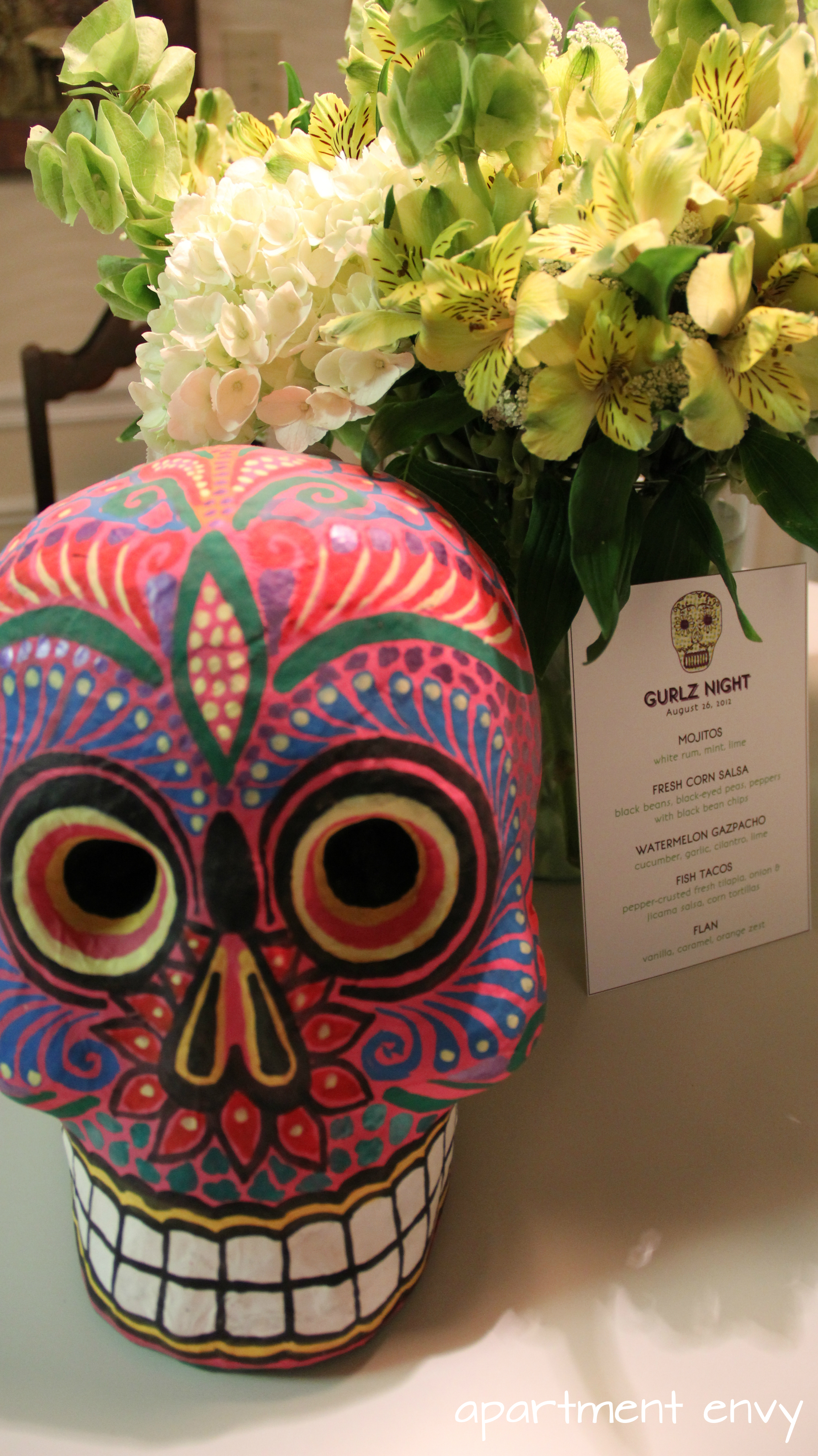 mexican theme themed dinner party girls night calavera skull