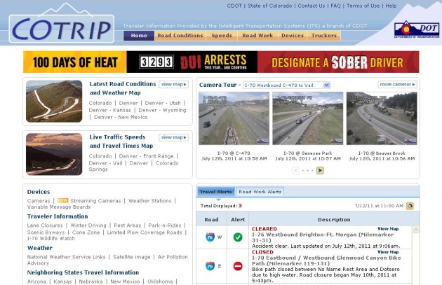 www.cotrip.org  |  Traveler Information Provided by the Intelligent Transportation Systems (ITS) a branch of CDOT