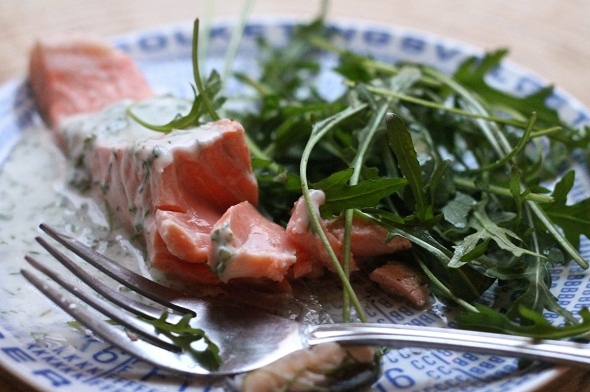 lightly poached salmon