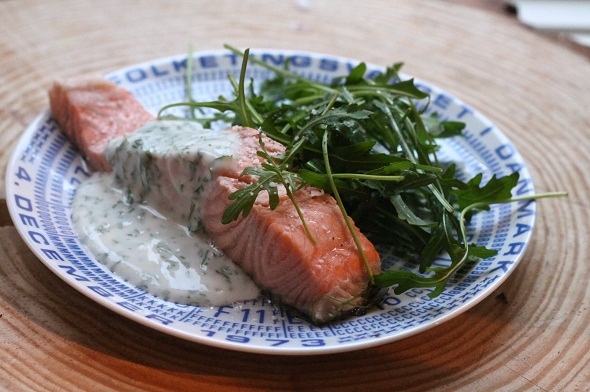 lightly poached salmon