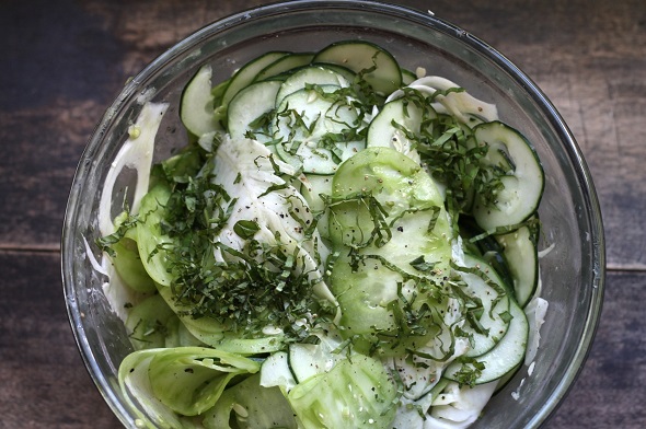 Cucumber, Green Tomato, and Fennel Salad