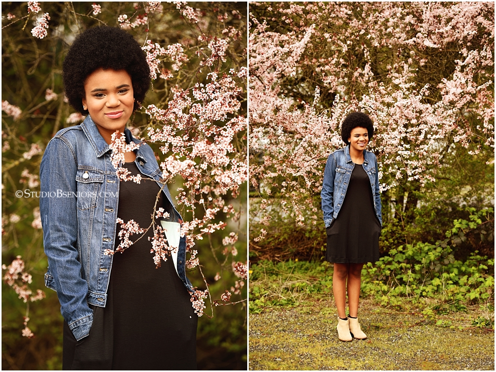Best professional senior pictures of African American girl with pretty afro and jean jacket_0272.jpg