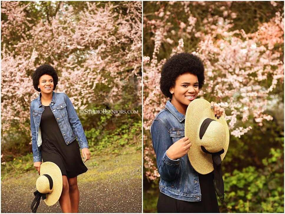 Best professional senior pictures of African American girl with pretty afro and jean jacket_0270.jpg