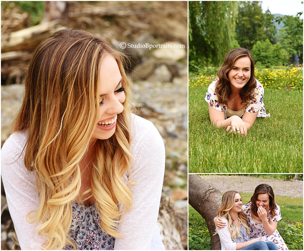 Outdoor family pictures of sisters in a park near Bellevue WA photographed by Brooke Clark