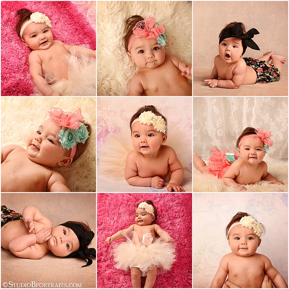 Baby portraits of 5 month old girl in tutu_photographed by Brooke Clark at Studio B