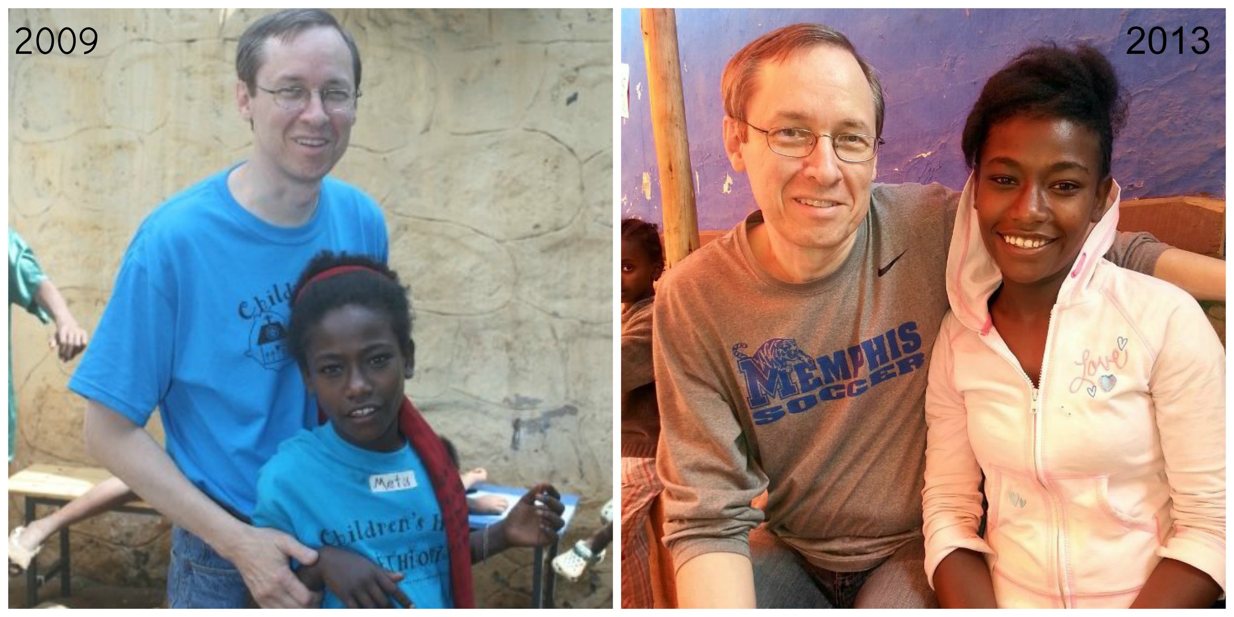 Here's Metu and me in 2009 and then again in March of this year. 