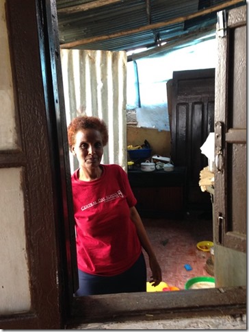 Here's Ababech in her office, the kitchen.