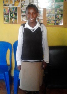 Rahel in new school uniform.