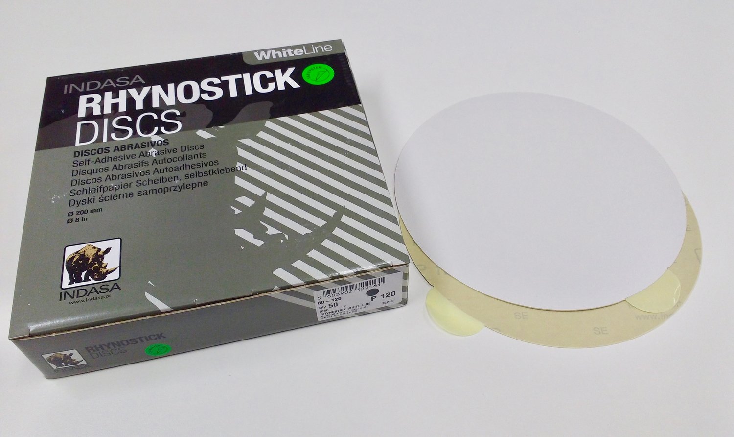 Rhynostick White Line P 36 Grit Sandpaper DISC Self Adhesive 50 PIECES