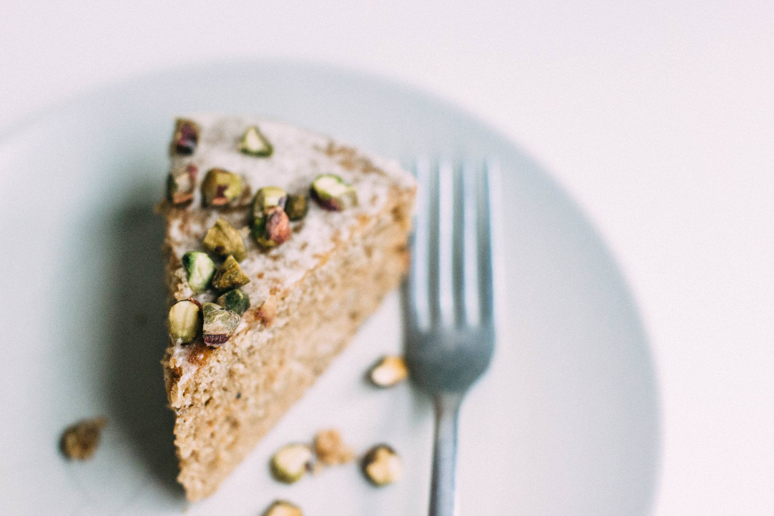 nutmeg and pear| cardamom + pistachio layer cake (gluten free + dairy free)