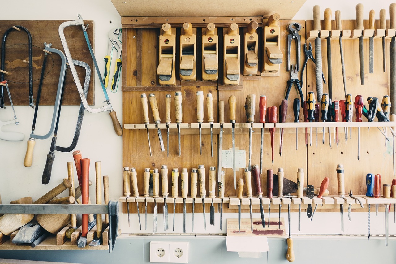 Organized tools inside a garage