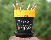Personalized Teacher gift - pencil holder with Teacher name ONLY
