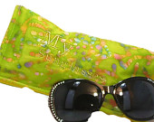 Sunglasses Case. Personalized Eye Glass Case. Green And Yellow Eyeglass case