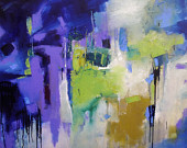 LARGE BLUE ABSTRACT  Modern Expressionistic Painting "Wed" Acrylic  36" x 48" canvas by Elizabeth Chapman