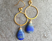 Lapis Earrings,Gold Hoop Earrings,Lapis Hoop Earrings,Lapis Dangle Earrings,Gold Blue Earrings,Lapis Lazuli,Gold Vermeil Infinity Hoops
