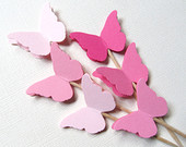 24 Mixed Pink Butterfly Cupcake Toppers, Party Decor, Weddings, Showers, Birthdays, Spring, Summer, Nature
