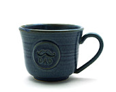 Dad Mustache Mug, Blue Moustache Mug for Fathers, Unique Handmade Pottery Gift for Men by MiriHardyPottery