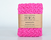 Crochet Washcloth - handmade washcloth, hot pink washcloth, crochet wash cloth, natural washcloth
