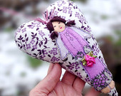Lilac angel heart - Home Decor - Gift Fabric Ornament - Textile Heart