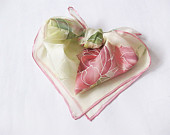 Hand painted Silk scarf Valentines gift Pink flowers roses Spring accessory - made TO ORDER