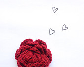 Red Brooch Flower Rose, Ruby Red Crochet Brooch Pin, Bridesmaid's accessory, Gift for her, pin, garnet red pin handmade by VeraJayne