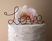 LOVE Cake Topper - Vintage Wedding Cake Topper,  Shabby Chic Wedding, Wine Wedding Cake Topper, Rustic Wedding Cake Topper