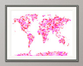 Love Hearts Map of the World Map, Art Print (897)