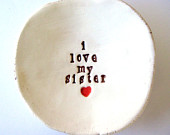 I love my sister with tiny red heart Jewerly Dish Made to Order