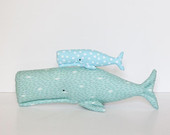 Plush whale toy softie stuffed whales big and small sea creatures child friendly toy teal turquoise fish nautical sea ocean baby shower gift