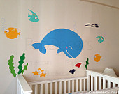 Nursery Whale Decal Fish Stickers Ocean Baby Wall Decors Kids Wall Decals - Ocean World -Playroom Kids Children Love by Popdecors