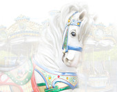 Carousel White Horse in a Child's World - A Fine Art Photograph