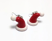 Santa Hat Earrings, Christmas Jewelry, Xmas Earrings, Polymer Clay Jewelry, Holiday Accessories