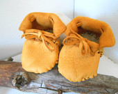 Newborn, Infant Baby Moccasins, Booties, Leather Shoes, Native American, Hippie, Bohemian, Gypsy, Natural, Mountain Man, Rendezvous, Powwow