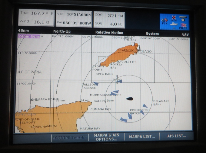 chartplotter with ships all around