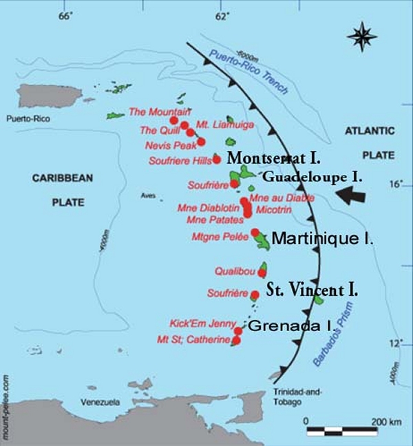 volcanos in the caribbean sea