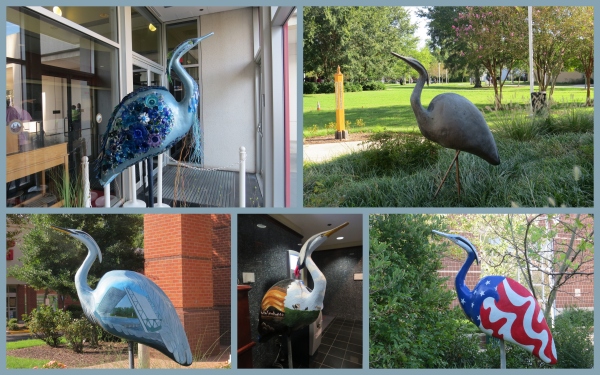blue heron statues