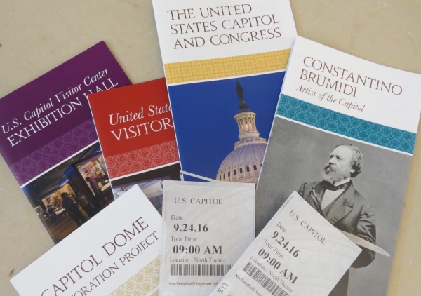 brochures and tickets for washington dc