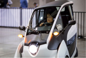 The Toyota i-Road has tilting technology to increase stability caused by the high height relative to the narrow base.