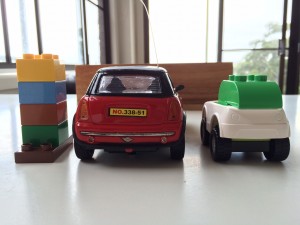 Figure 5. Rear view of the Apple Car model compared to a model Mini Cooper